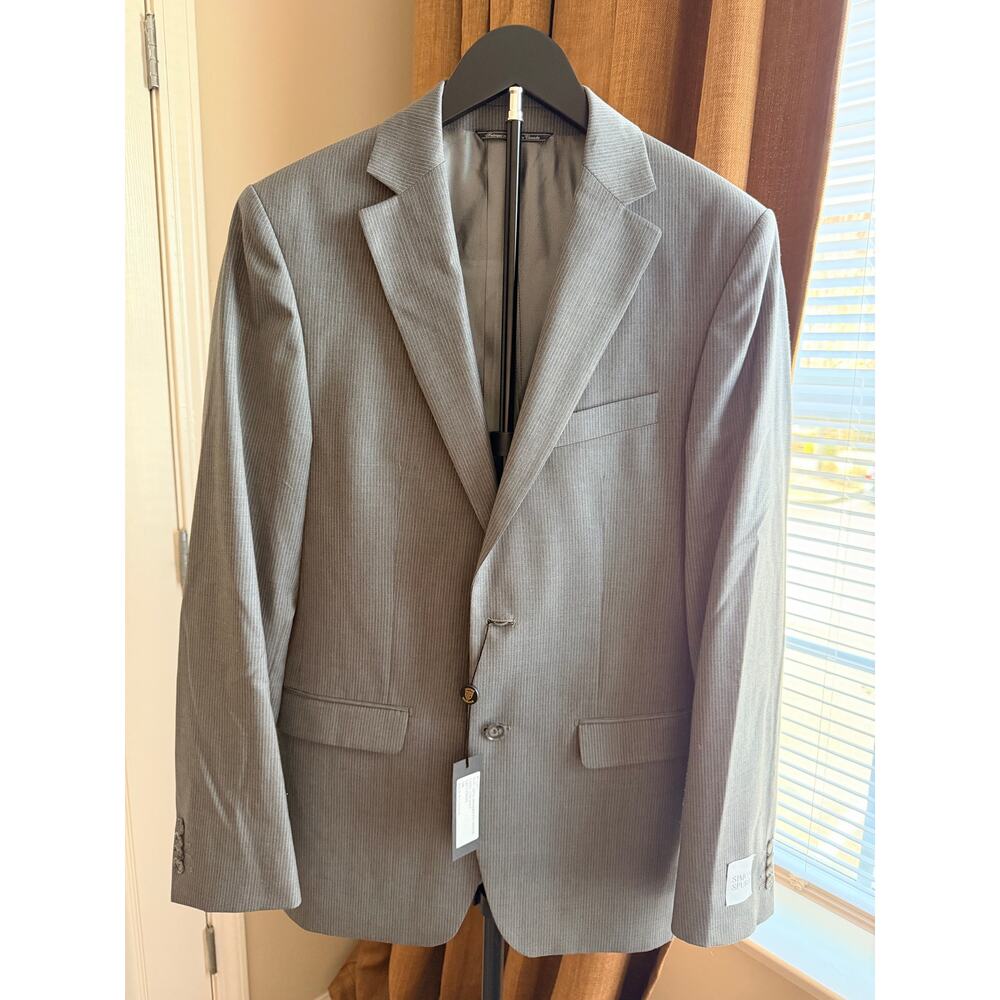 Simon Spurr Valero Wool Gray White Striped Blazer NWT 38R 32